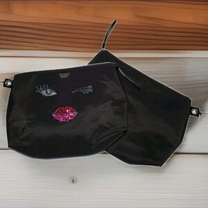 Victoria's Secret Black Makeup Bag "Winking" Beauty Bag Winking" Sequined Eyes